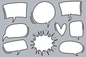 Hand drawn set of speech bubbles isolated . Doodle set element. Vector illustration.