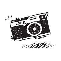 Doodle icon photo camera. Hand drawn sketch in vector