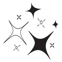 conjunto de garabatos de estrellas vectoriales icono brillante, icono de superficie limpia. estrellas de efecto de luz brillante y explosión brillante. aislado sobre fondo blanco. ilustración vectorial vector