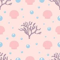 Corals and seashells marine seamless pattern vector