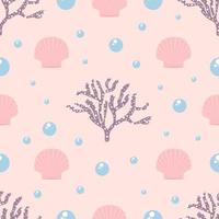 Corals and seashells marine seamless pattern vector