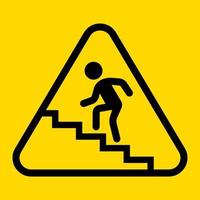 triangular icon man climb stairs. flat vector illustration.