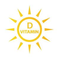 Vitamin D icon with simple sun. Vector illustration of nutrition sign isolated on white background