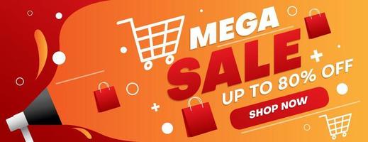 mega sale banner design template. vector illustration