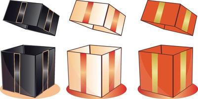 set of cardboard boxes with multiple colors vector