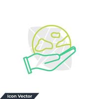 safe the planet icon logo vector illustration. Hands holding earth ball symbol template for graphic and web design collection