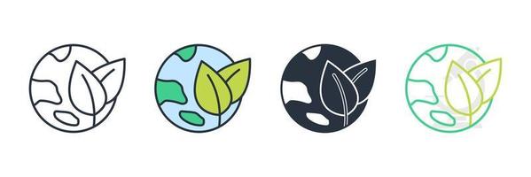 green earth icon logo vector illustration. ecology, nature global protect symbol template for graphic and web design collection