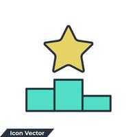 podium with star icon logo vector illustration. ranking symbol template for graphic and web design collection