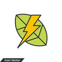 Ilustración de vector de logotipo de icono verde de energía. plantilla de símbolo de energía de energía de hojas ecológicas para la colección de diseño gráfico y web