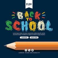 Chalk drawn back to school lettering with colored penicls background. Online courses, learning and tutorials Web page template. Online education concept vector