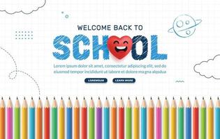 Back to School background with colored pencil. Online courses, learning and tutorials Web page template. Online education concept
