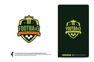 plantilla de logotipo de club de fútbol, logotipo de torneos de fútbol. concepto de identidad del equipo de fútbol, ilustraciones de vectores de diseño de insignias deportivas abstractas