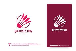 plantilla de logotipo del club de bádminton, concepto de logotipo de torneos de bádminton. identidad del equipo del club aislada en fondo blanco, ilustración de vector de diseño de símbolo de deporte abstracto