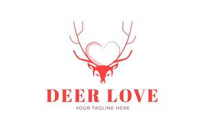 Deer Love modern logo template vector