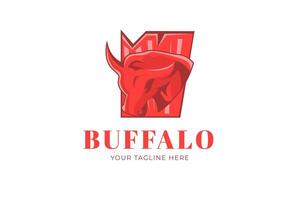 Buffalo head modern logo template vector