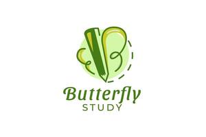 Butterfly study logo template modern vector