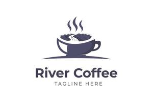 River Coffee hot logo template modern vector