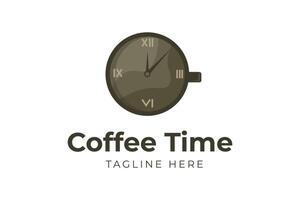 Coffee time Clock logo template modern vector