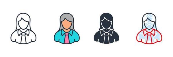 businesswoman icon logo vector illustration. avatar female symbol template for graphic and web design collection