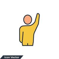 raised hands icon logo vector illustration. hand up human symbol template for graphic and web design collection