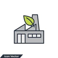 green factory icon logo vector illustration. Green and Ecology Factory symbol template for graphic and web design collection