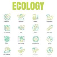 Set of Environmental ecology icon logo vector illustration. Eco friendly pack. solar energy, wind turbine, nuclear, water resource and etc symbol template for graphic and web design collection