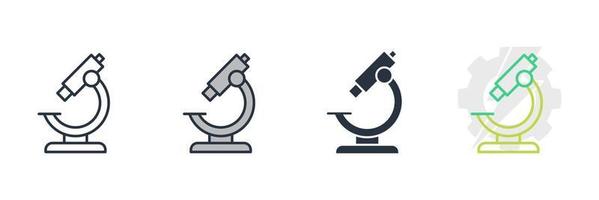 ilustración vectorial del logotipo del icono del microscopio. plantilla de símbolo de hoja y mano, farmacia y ciencia para la colección de diseño gráfico y web vector