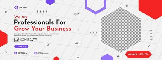 Business conference banner template design for webinar, marketing, online class program, etc vector