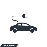 electric car icon logo vector illustration. Electrical automobile cable symbol template for graphic and web design collection