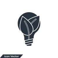 eco bulb icon logo vector illustration. Lamp environmental light bulb with leaf symbol template for graphic and web design collection