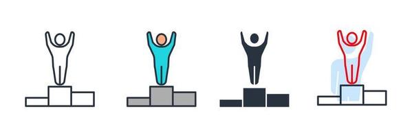 Ilustración de vector de logotipo de icono de gente de negocios de ganadores. podio con plantilla de símbolo de personas para la colección de diseño gráfico y web