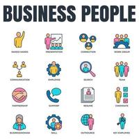 Set of business people icon logo vector illustration. team, resume, communication, presentation and more pack symbol template for graphic and web design collection