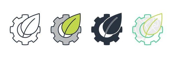 industria ecológica. Ilustración de vector de logotipo de icono de tecnología verde ecológica. hoja y engranaje. plantilla de símbolo de tecnología verde para la colección de diseño gráfico y web