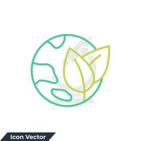 ilustración de vector de logotipo de icono de tierra verde. ecología, plantilla de símbolo de protección global de la naturaleza para la colección de diseño gráfico y web