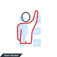 raised hands icon logo vector illustration. hand up human symbol template for graphic and web design collection