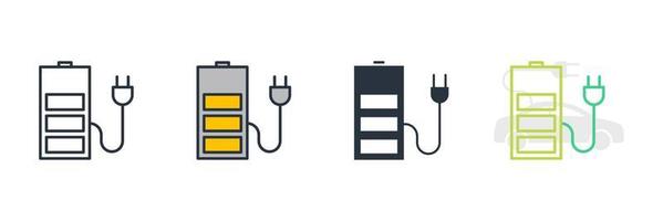 Battery charge icon logo vector illustration. charge symbol template for graphic and web design collection
