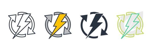 Ilustración de vector de logotipo de icono de energía renovable. renovación de la plantilla de símbolo de energía eléctrica para la colección de diseño gráfico y web