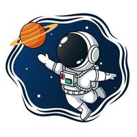 Astronaut Reaching For A Planet vector