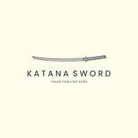 espada katana con diseño de icono de plantilla de ilustración de vector de logotipo de estilo de arte de línea