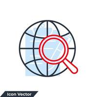 ilustración de vector de logotipo de icono de datos globales. globo con plantilla de símbolo de lupa para la colección de diseño gráfico y web