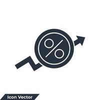aumentar la ilustración del vector del logotipo del icono. plantilla de símbolo de porcentaje de aumento para la colección de diseño gráfico y web