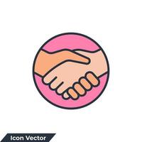 ilustración de vector de logotipo de icono de apretón de manos. plantilla de símbolo de asociación para la colección de diseño gráfico y web