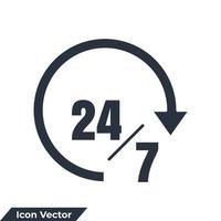 availability icon logo vector illustration. 24 7 hours service symbol template for graphic and web design collection