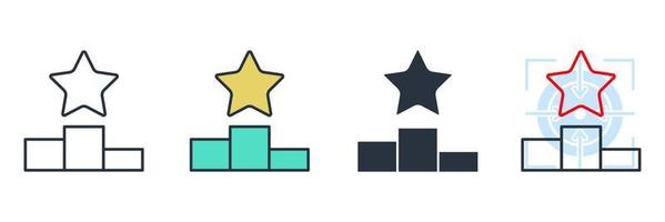 podium with star icon logo vector illustration. ranking symbol template for graphic and web design collection