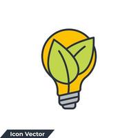 eco bulb icon logo vector illustration. Lamp environmental light bulb with leaf symbol template for graphic and web design collection