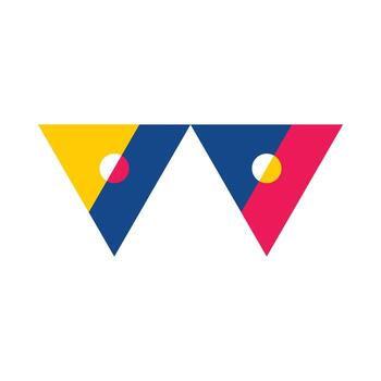 Modern Modern Abstract geometric W alphabet font design geometric w Uppercase alphabetical font flat design. W letter vector