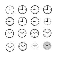 conjunto de iconos de reloj sobre fondo blanco vector