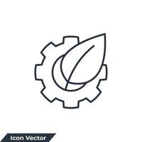 Eco industry. eco friendly green technology icon logo vector illustration. Leaf and gear. green tech symbol template for graphic and web design collection