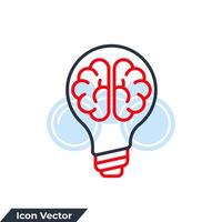 Brain in lightbulb icon logo vector illustration. Creative idea symbol template for graphic and web design collection