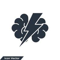 brainstorm icon logo vector illustration. Brain With Thunder symbol template for graphic and web design collection